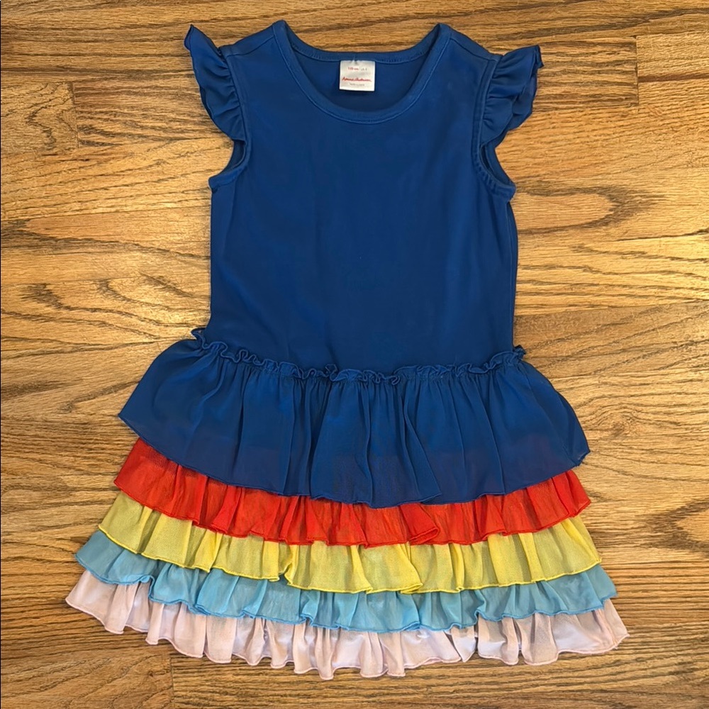 Hanna Andersson Ruffled Tiered Blue and Red Sundress